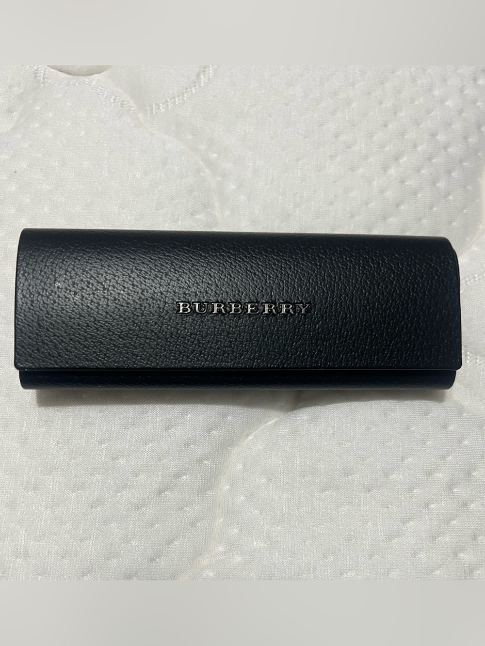 Burberry Black Leather Eyewear Case with Silver Logo